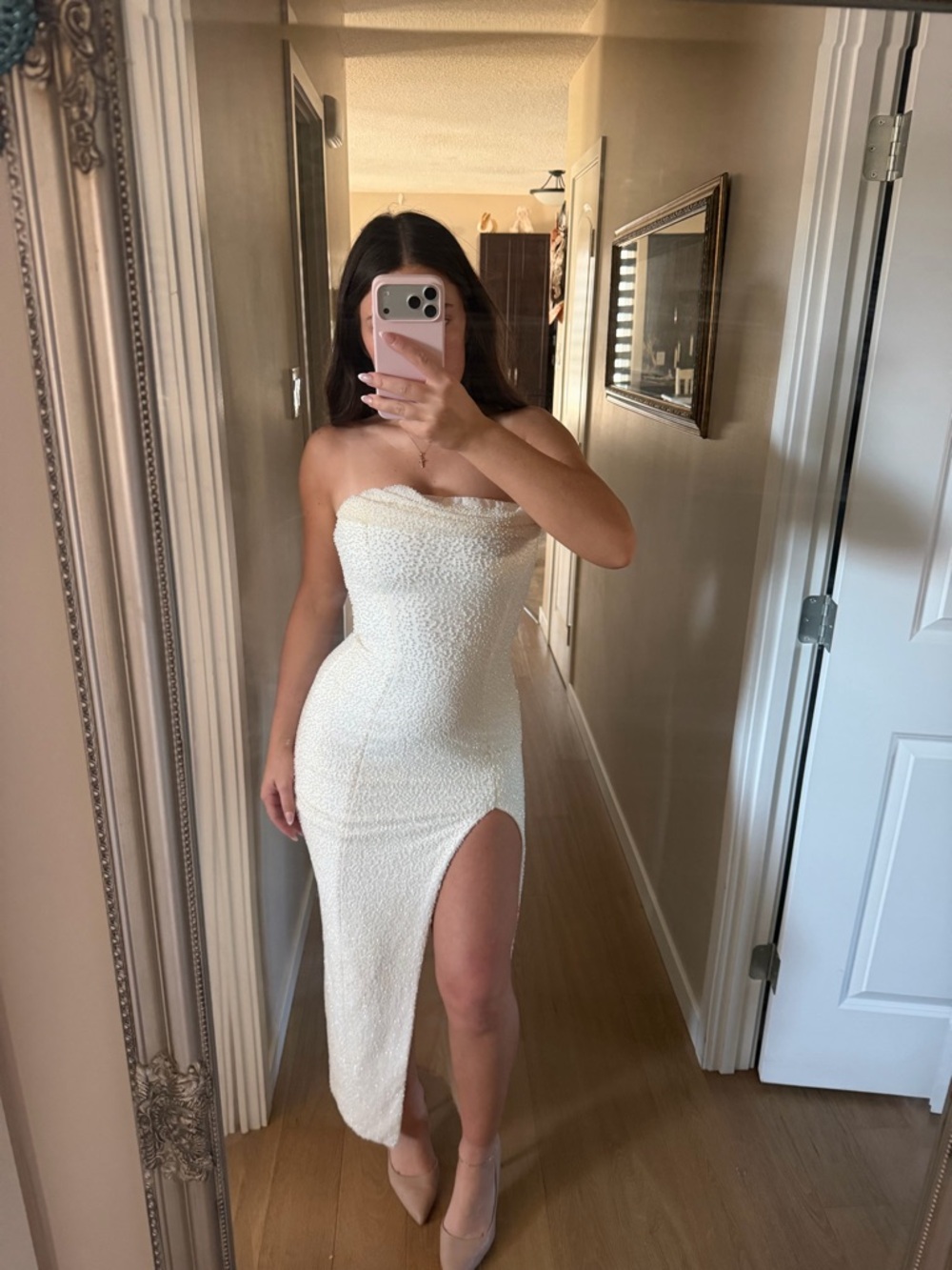 Oh Polly Rochette Embellished Maxi Dress with Slit